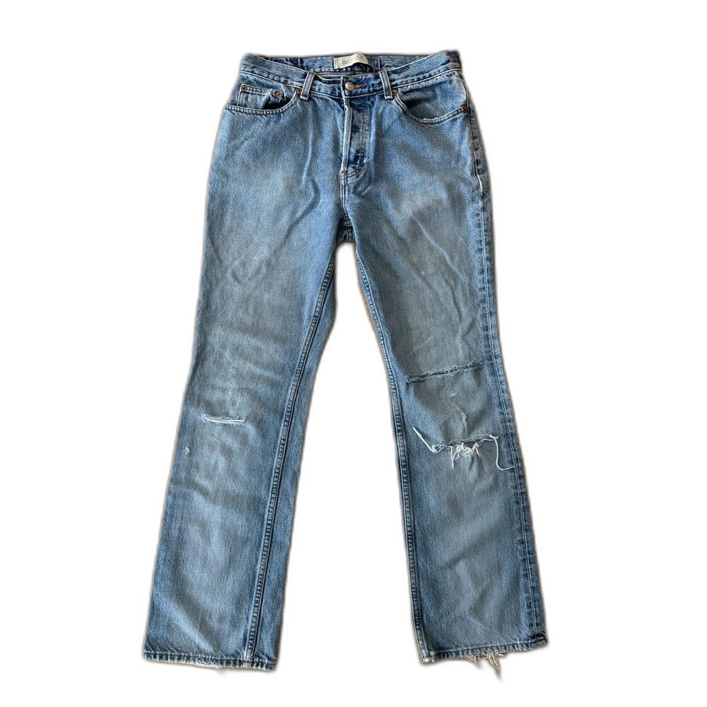 Vintage GAP Y2K Bootcut Jeans Women 10 Light Wash Distressed Frayed Hem Blue